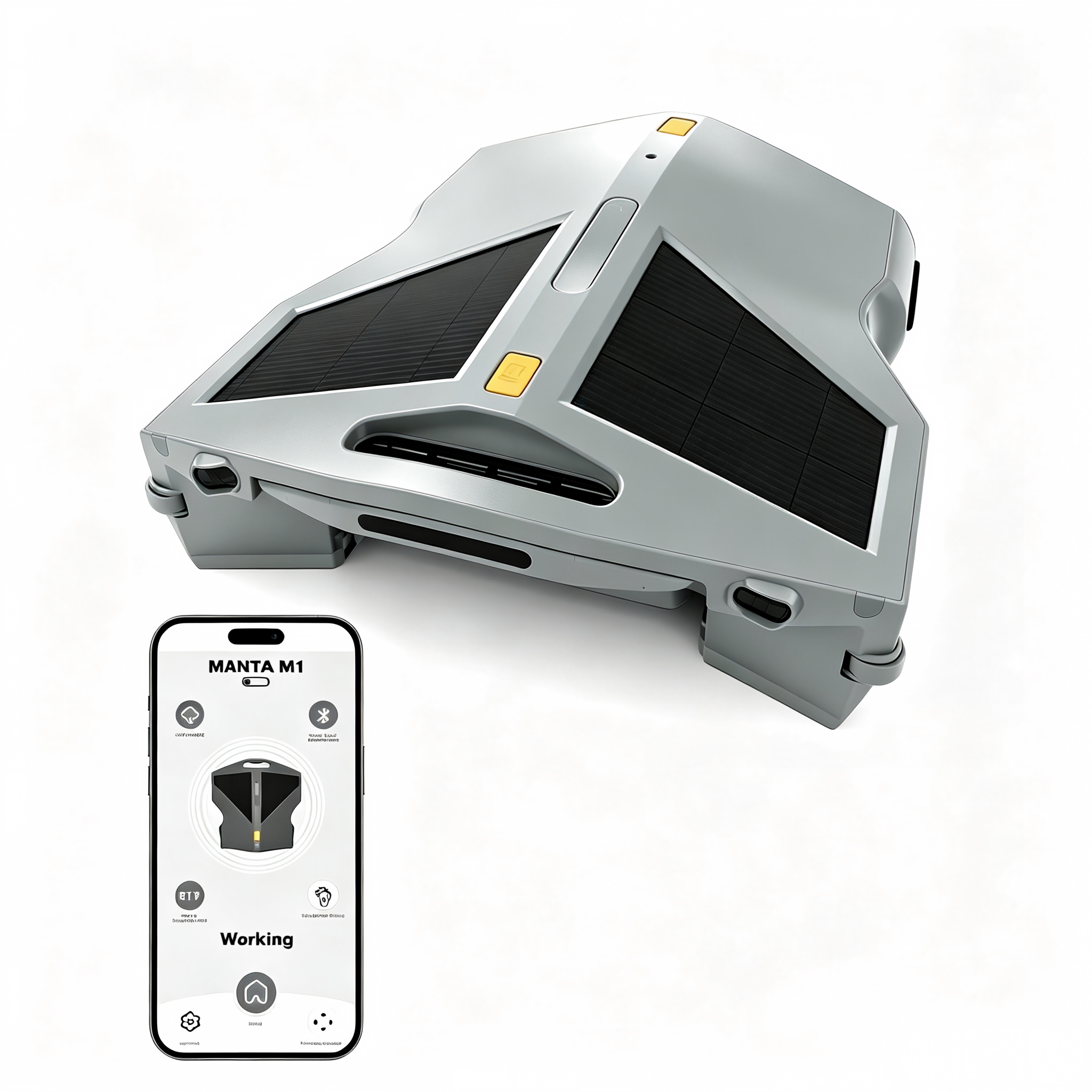 Gray MANTA M1 pool cleaning robot with smart APP