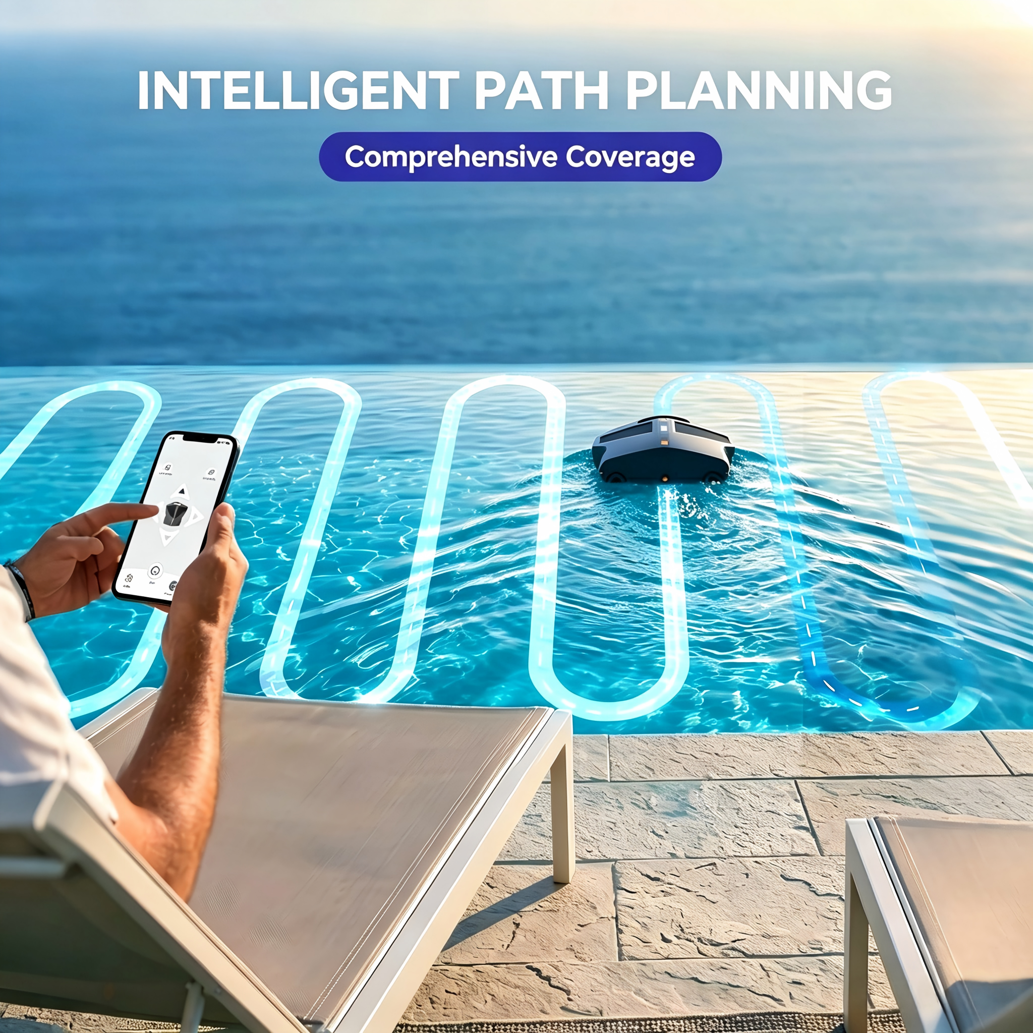 MANTA M1 pool robot intelligent path planning with APP control