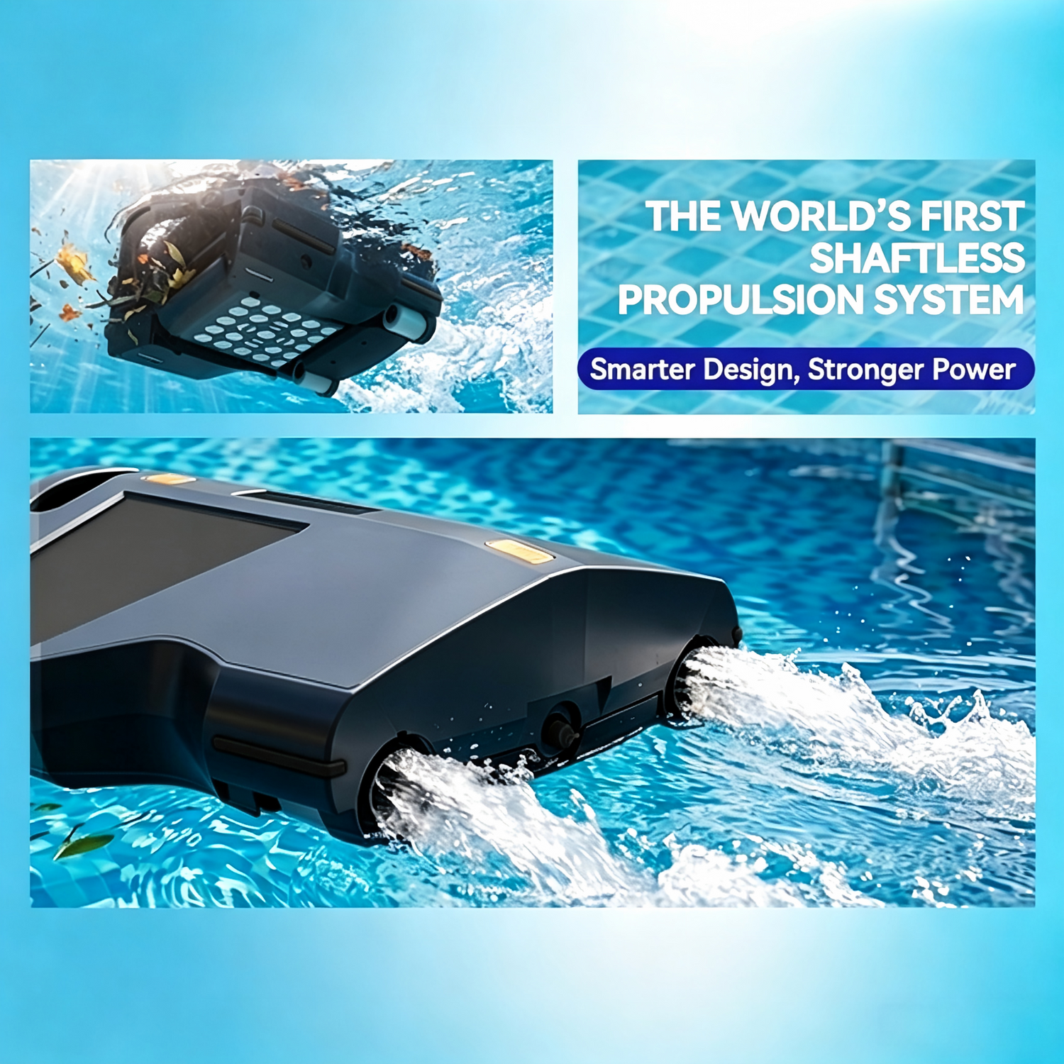 MANTA M1 pool robot with shaftless propulsion system