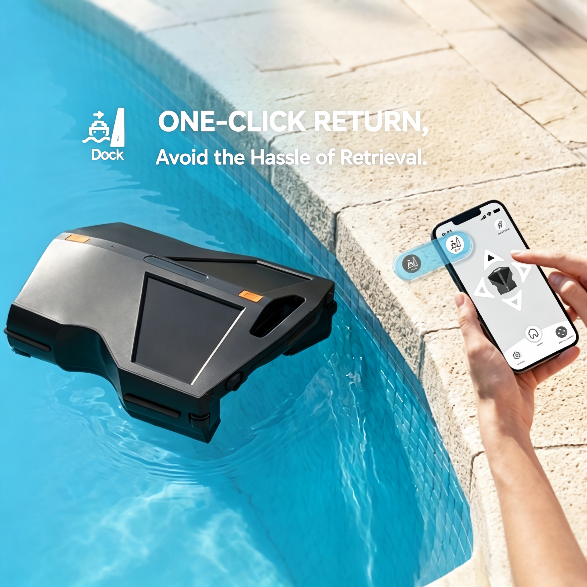 MANTA M1 pool robot one-click auto return to pool edge