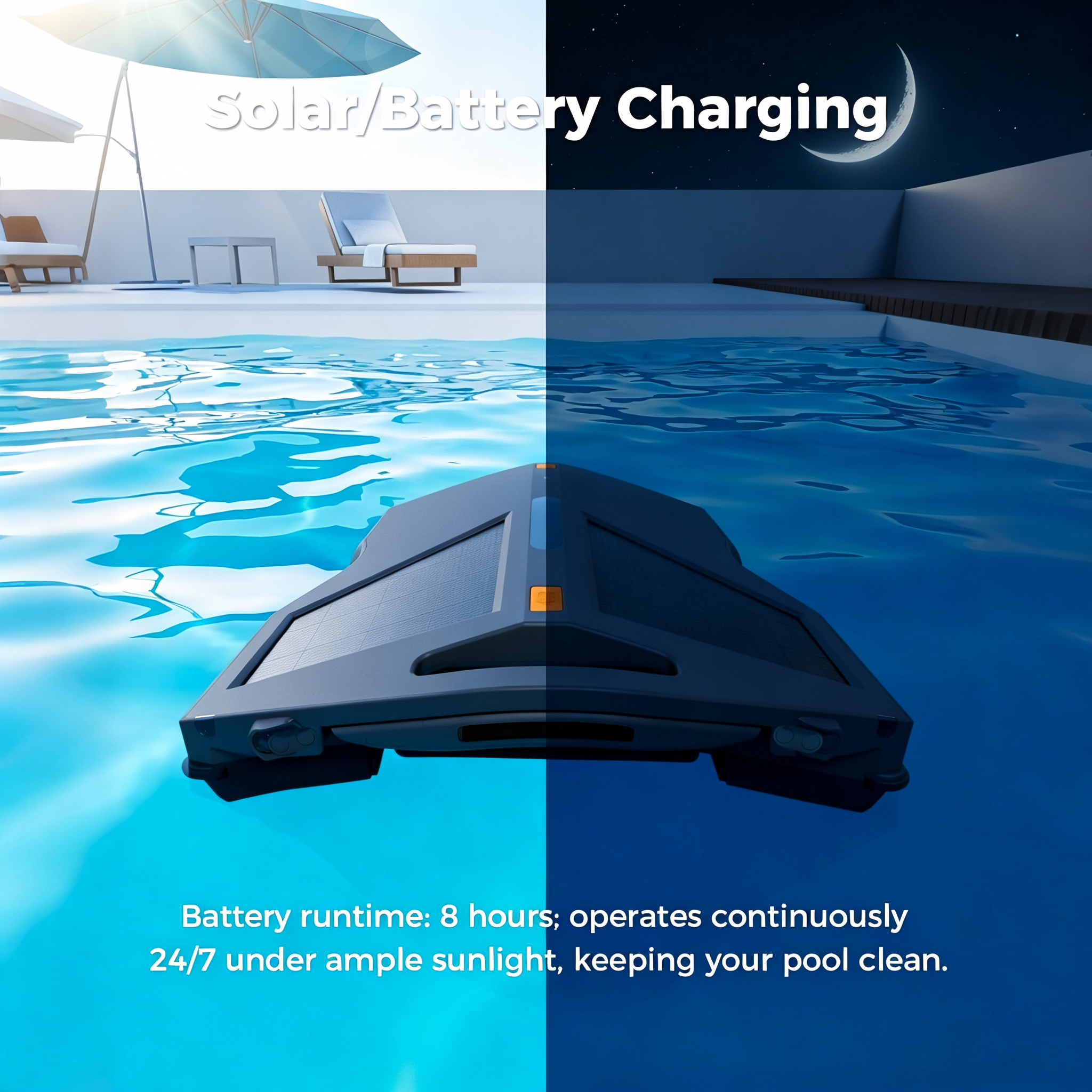 MANTA M1 pool robot solar & battery dual charging