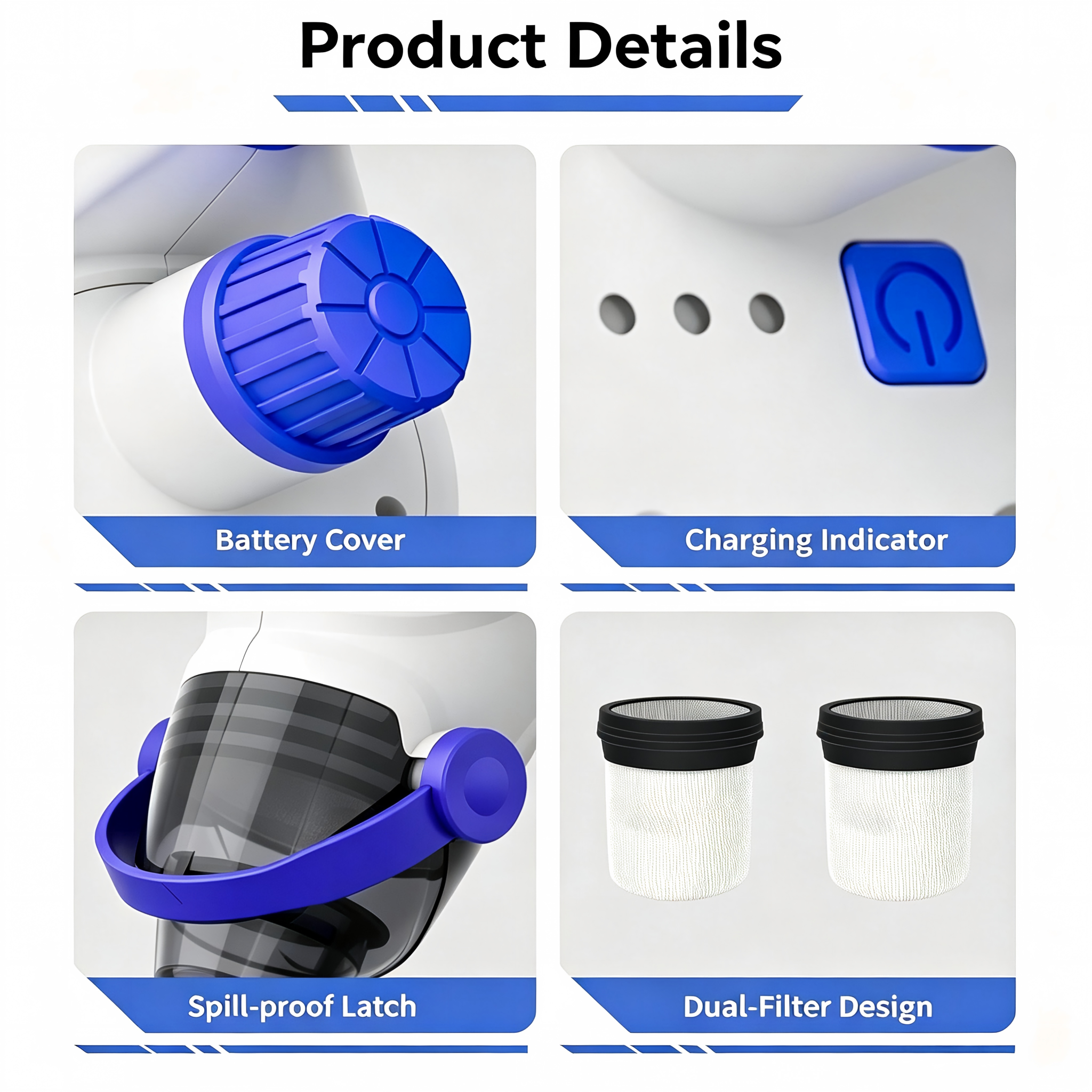 Pool cleaner internal structure &amp; spare parts detail close-up
