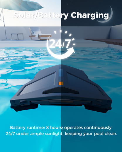 World’s First Smart Path Pool Surface Cleaner, Automatic Solar Pool Skimmer with Smart Path Planning, Solar+AC Charging, App Control for Effortless, Hands-Free Pool Cleaning